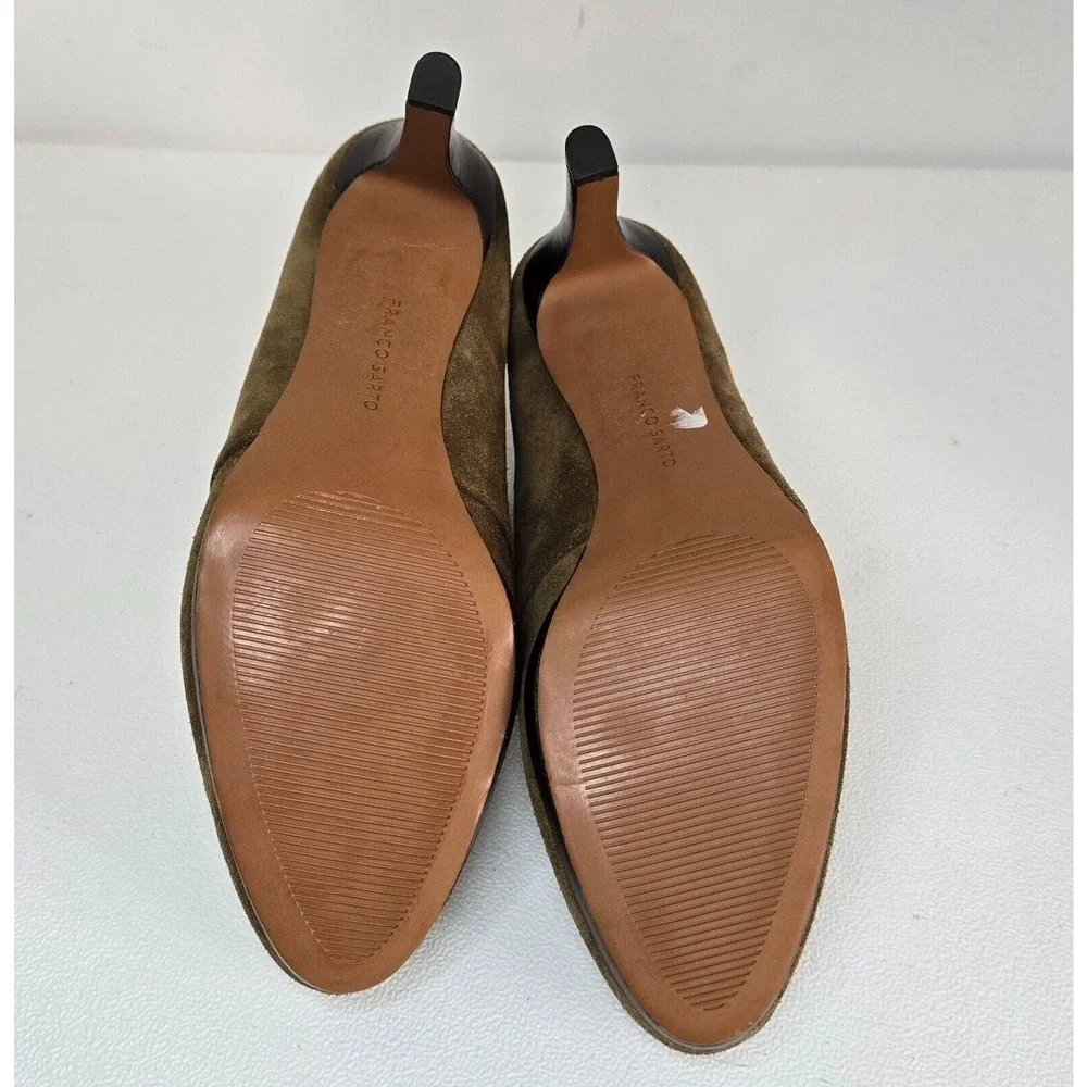 Franco Sarto Sabelle High Heel KHAKI Brown Suede Ankle Booties size 8 M